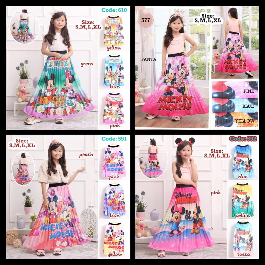 RR - ROK ANAK MURAH PRINTING PLISKET KARAKTER GAMBAR MOTIF WARNA LUCU