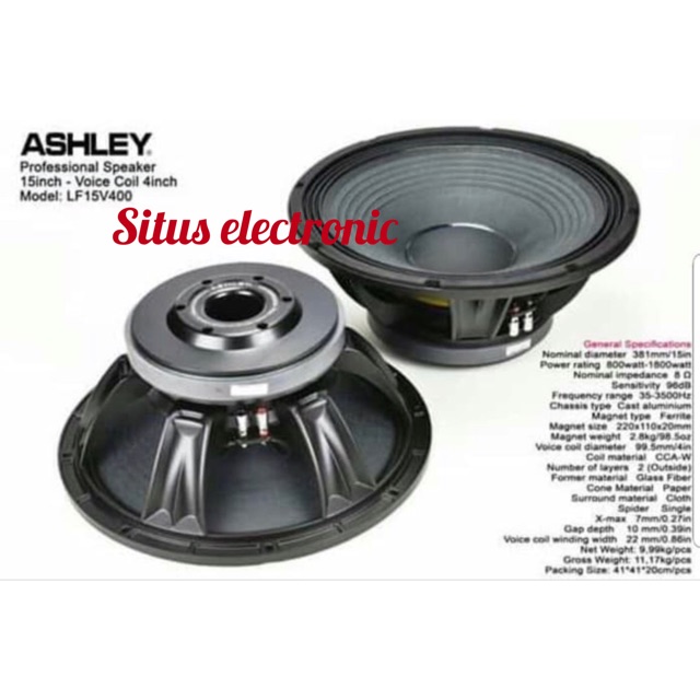 Speaker ashley 15 inch original lf15v400 speaker component ashley lf15 v400