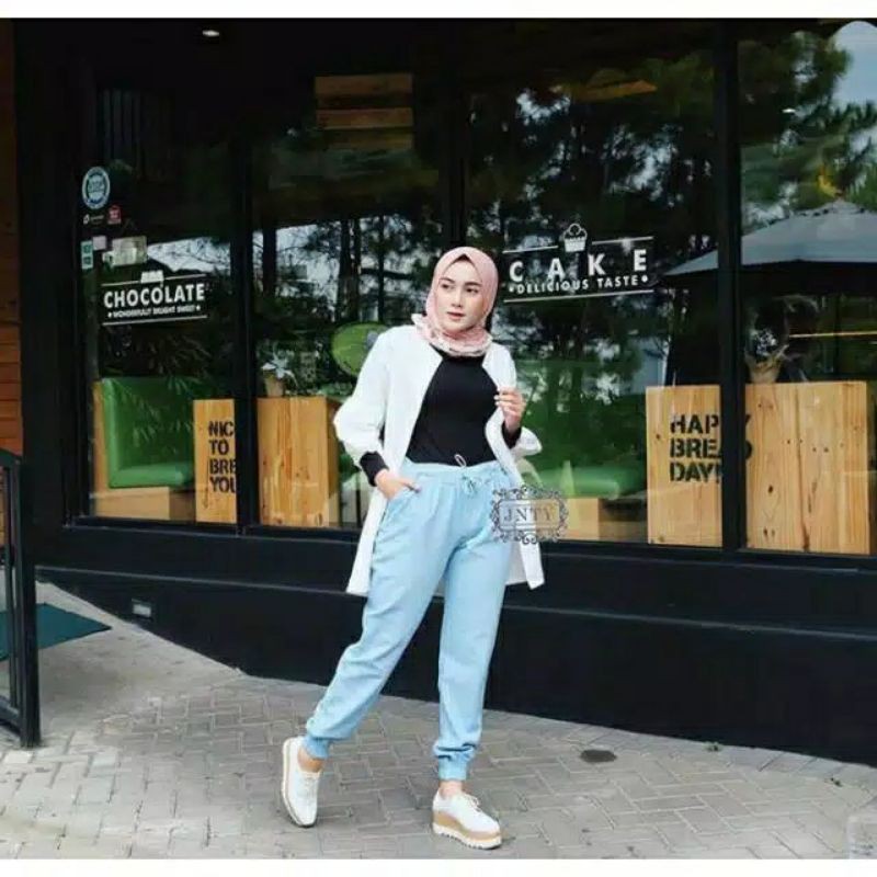 Celana jumbo wanita joger jeans jumbo wanita jeans pinggang karet wanita joger pants denim