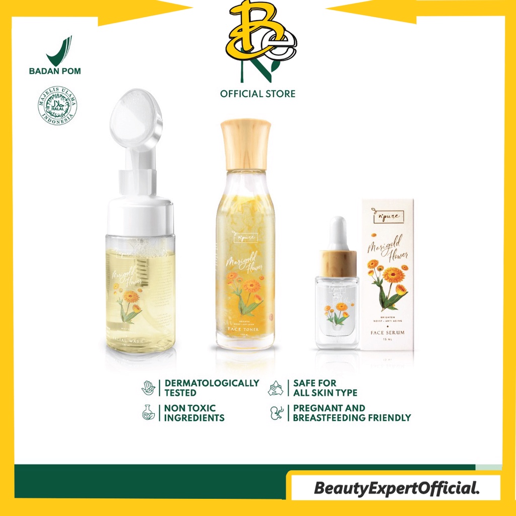 ⭐️ Beauty Expert ⭐️ NPURE Marigold Flower Series - NPURE Eye Power Serum NPURE Face Foam Wash NPURE Face Toner NPURE Face Serum