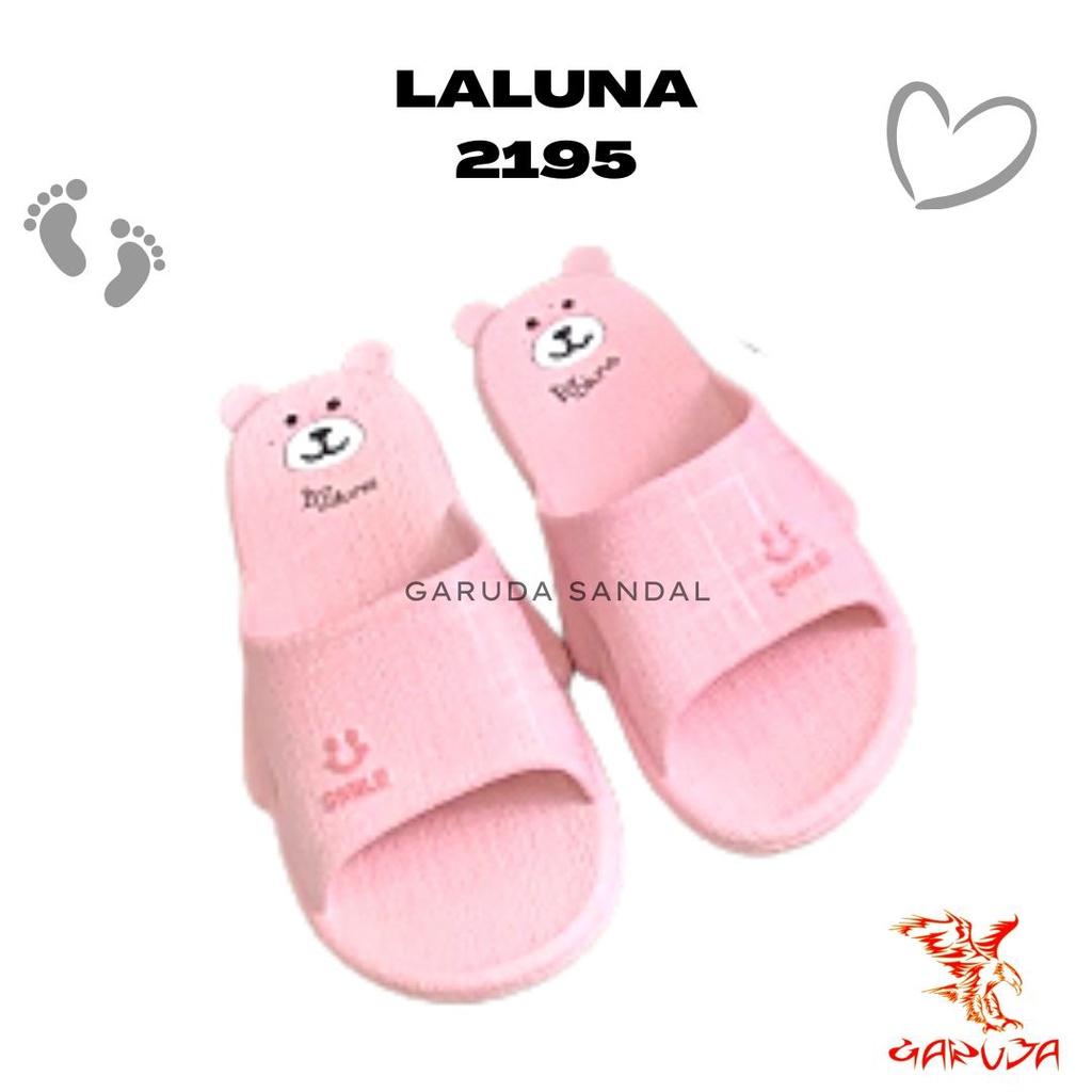 Sandal selop Wanita LALUNA 2195 import Karet Smile Motif Cute Bear