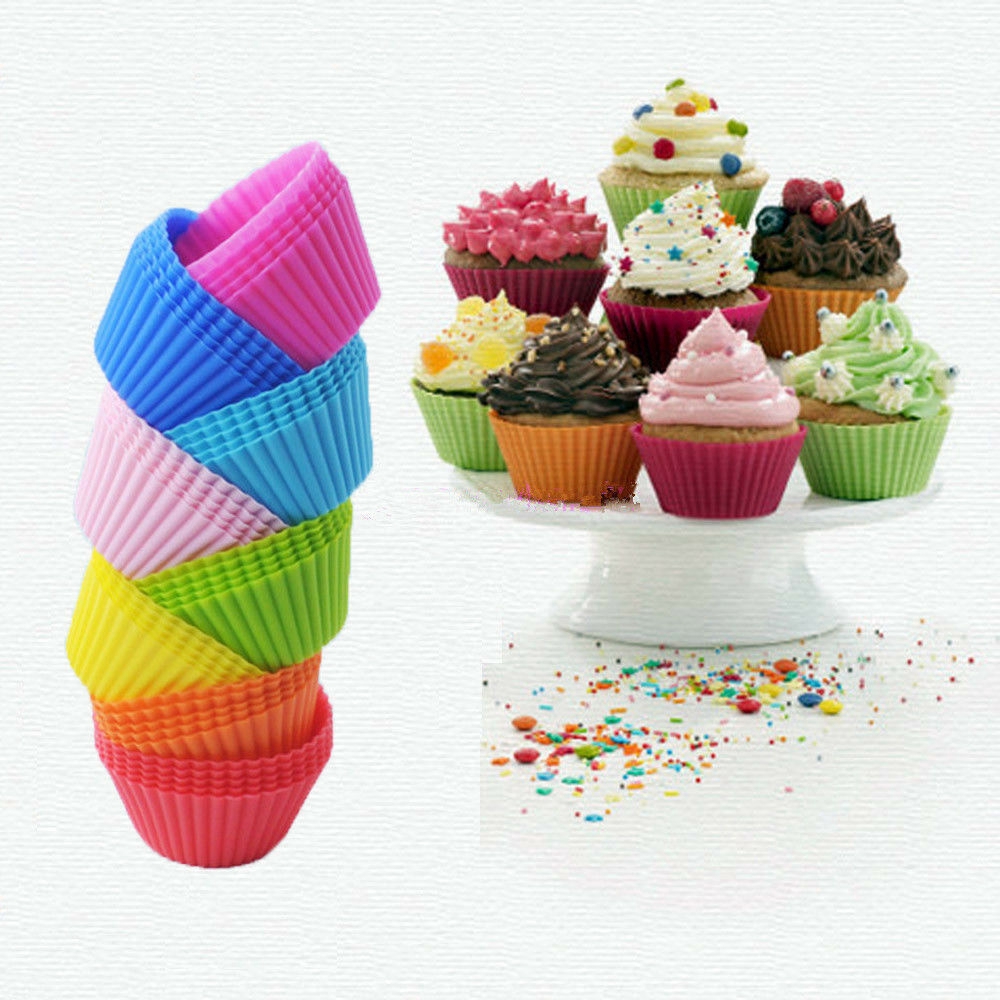 12 Pcs Cetakan Kue Cupcake Bahan Silikon Untuk Alat Dapur