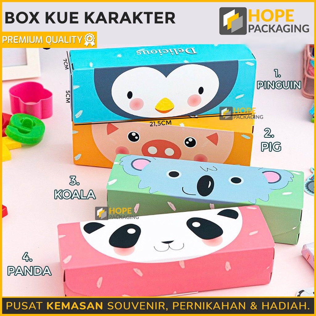 Paperbag motif pattern Box Kue Karakter / cake box seri 2 / Dus Brownies / packing Souvenir