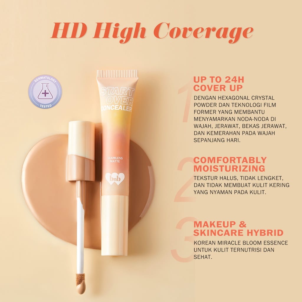 BNB barenbliss Korean Bloomatte Start-Over Concealer「Full Converage | Tahan Lama 24 Jam