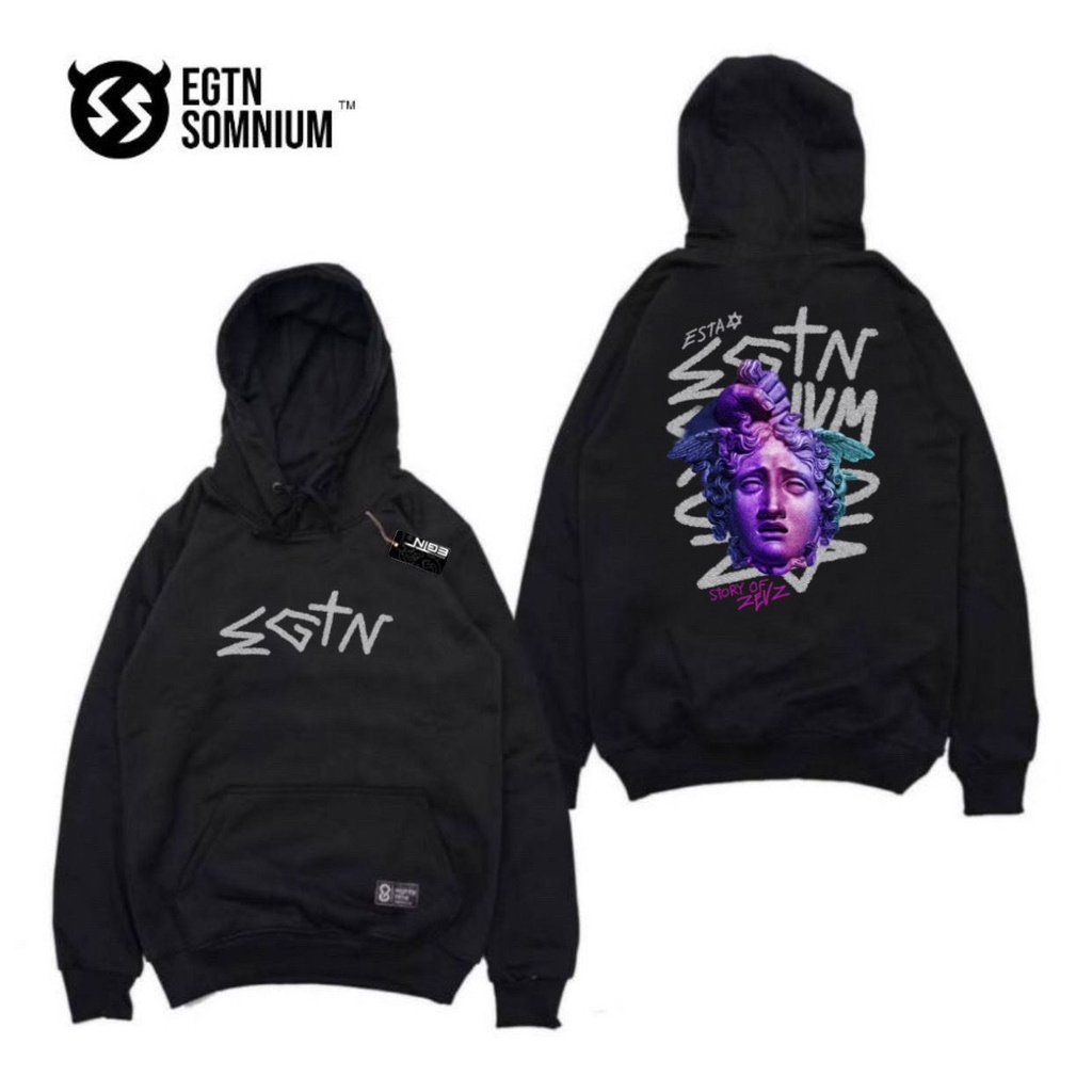 HOODIE PRIA BLACK MOTIF SOMNIUM UNISEX SWEATER HOODIE TERBARU TERLARIS