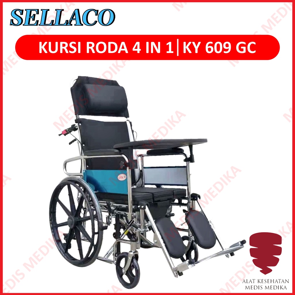 Kursi Roda 4in1 Sella KY609GC Tidur Duduk Toilet Alas Makan KY609GC