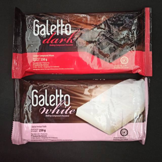 Galetto Coklat / Cokelat Batang Dark dan White 250 gram Cokelat Compound Hitam