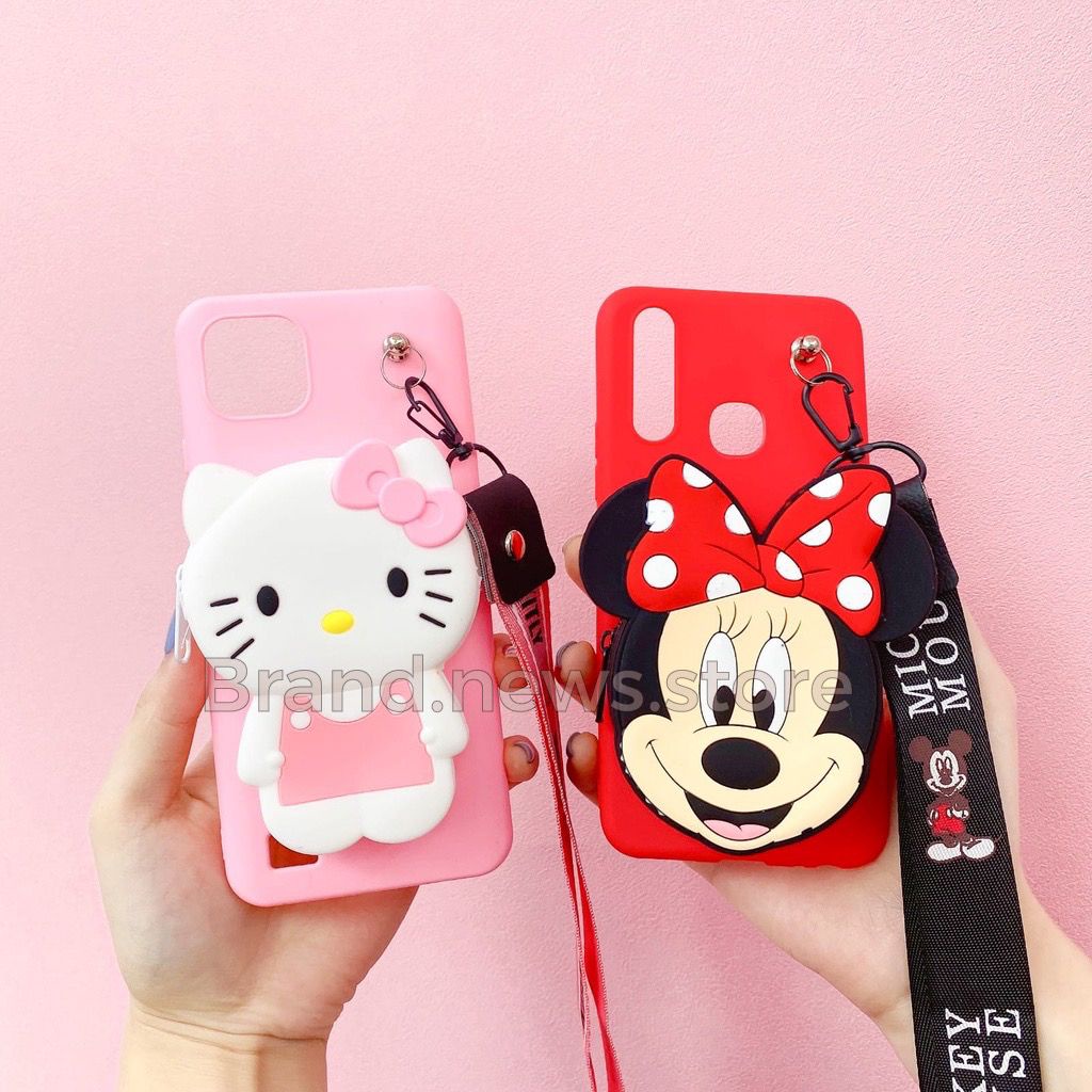 XIAOMI/REDMI 9T/NOTE 7/NOTE 7 PRO/9C/9A/S2/GO/SOFT CASE KARAKTER/ BONEKA DISNEY DOMPET KOIN/COIN + GANTUNGAN TALI