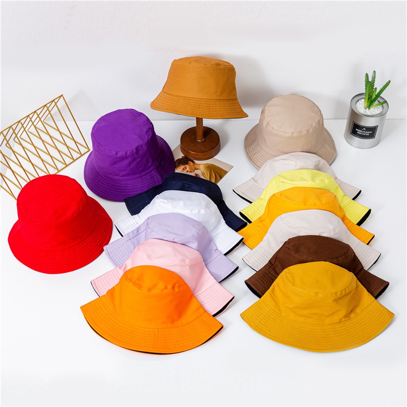 Topi bucket hat polos pria wanita ukuran dewasa anak grosir suplier warna lengkap harga termurah bis
