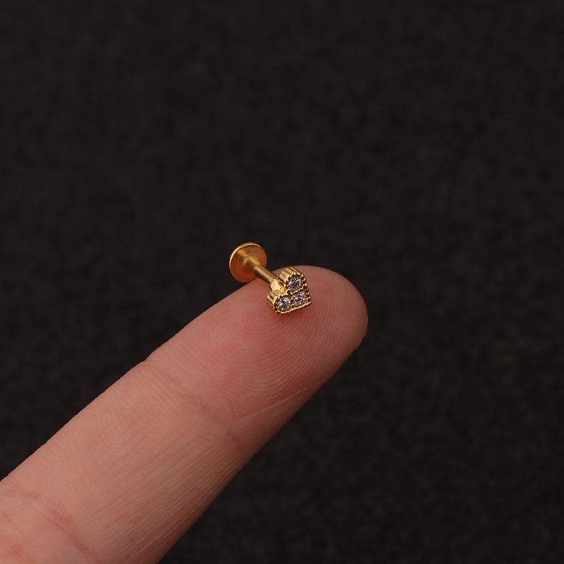 1Pc Gold Silver Square Flower Shape Stainless Steel Zircon Stud Earrings Cute Tragus Ear Stud Piercing Body Jewelry