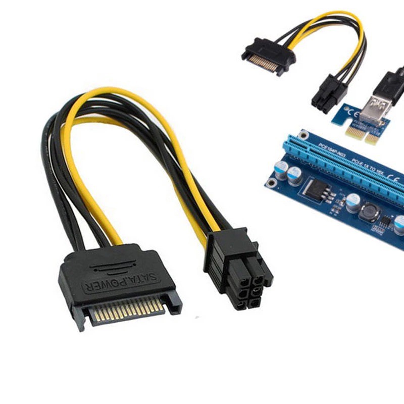 KABEL POWER VGA PCI-E RISER CARD PIN 6 TO SATA Power 15 Pin