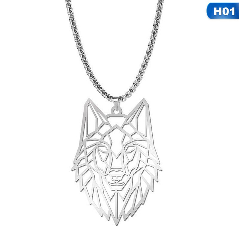 Fancyqube Viking Fashion Wolf Pendant Stainless Steel Hollow Animal Necklace Men Jewelry