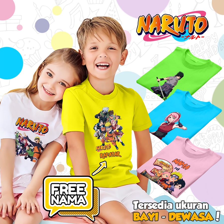 [FREE NAMA!!] Baju Kaos COUPLE  ANAK DAN NARUTO BANYAK MOTIF