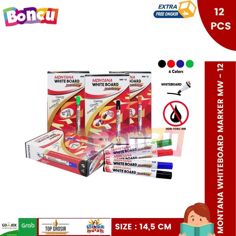 

Montana Spidol Papan Tulis / Spidol Whiteboard (MW-12) / Spidol Murah / Spidol Papan Tulis Sekolah Murah / Spidol Grosir Murah bgt alat tulis murah [ 1 PCS ]