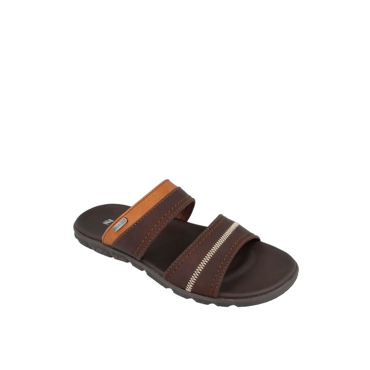 SANDAL SLIDE PAKALOLO PRIA ORIGINAL CASUAL KULIT ASLI COKLAT PB12