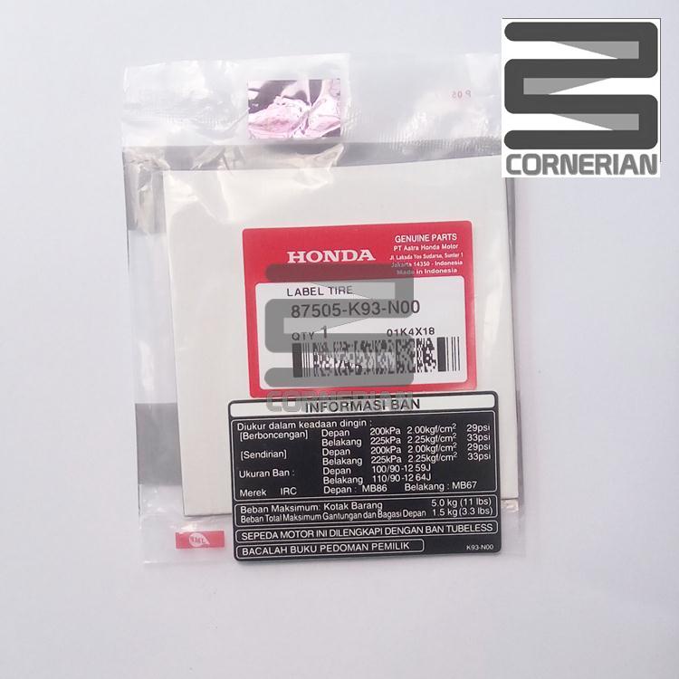 [ CORNERIAN ] Honda New Scoopy Ring Velg 12 Inch Sticker Informasi Ban Stiker Tekanan Angin Original