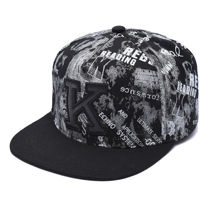 Topi Snapback Adjustable Motif Bordir Huruf K Bahan Katun Gaya Hip Hop