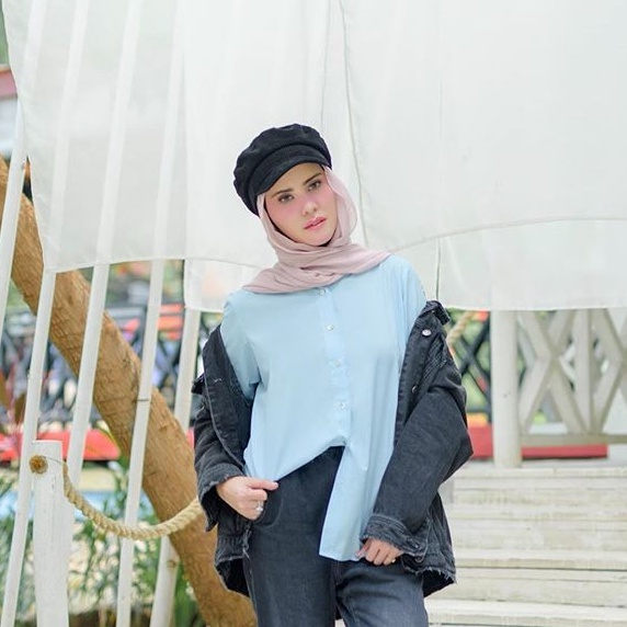 Topi Apolo Dewasa Hijab Korea Laki Perempuan Pelukis Newsboy Cap Apollo Hat Kain Katun Tebal Karet