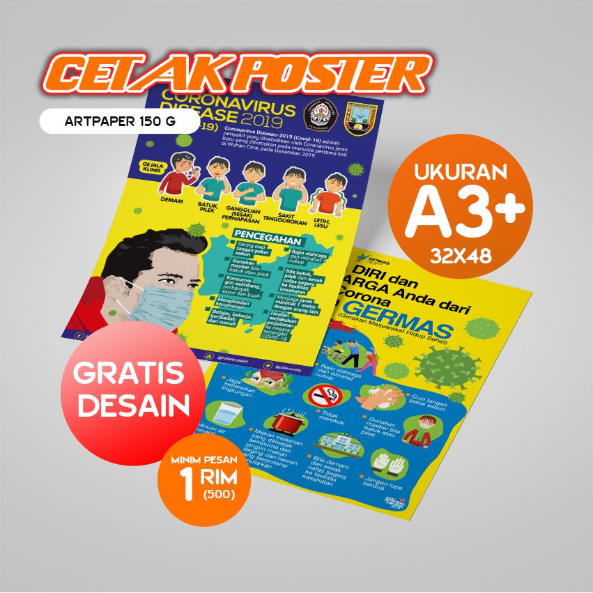

CETAK POSTER A3+ AP 150 HIMBAUAN Covid Custom Fullcolor