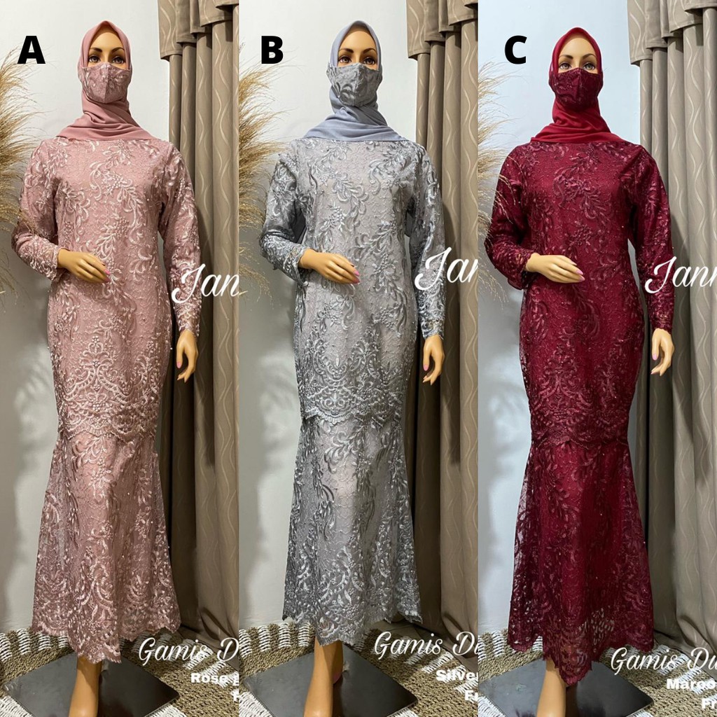 Set Gamis Tulle Duyung 3 Aneka Warna Cantik