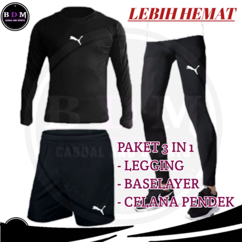 SET 3 IN 1 SET OLAHRAGA MANSET BAJU LENGAN PANJANG LEGGING LEGING WANITA PRIA