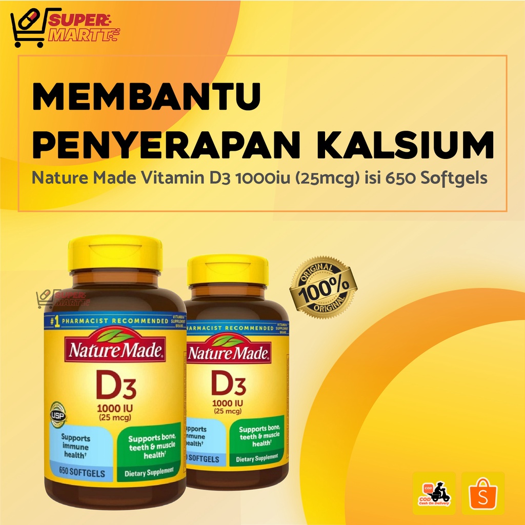 Nature Made Vitamin D3 1000iu (25mcg) isi 650 softgels