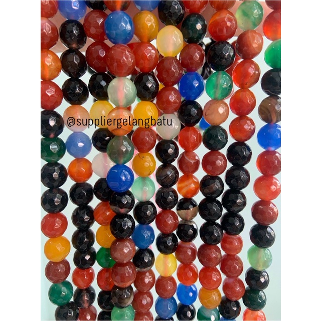 bahan multicolour onyx cutting 10mm natural corak akik alam faceted