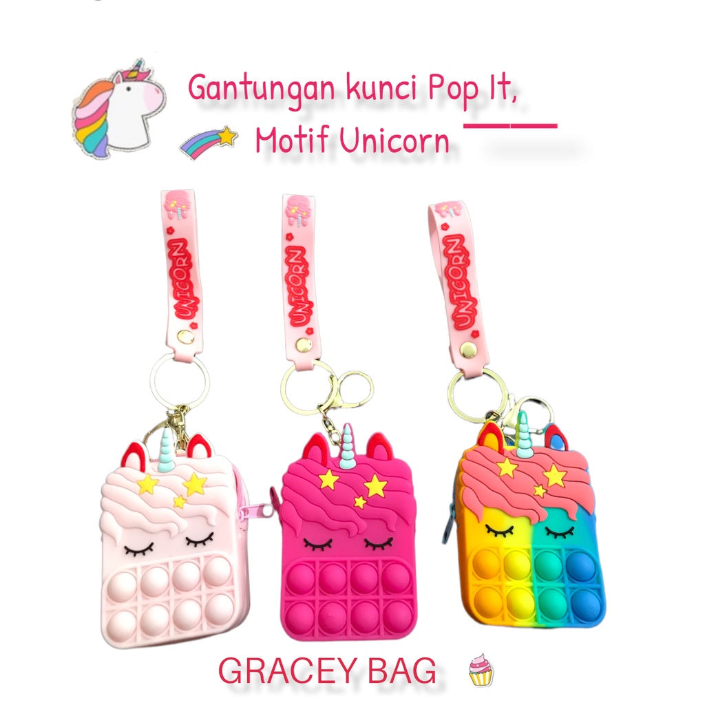 Gantungan Kunci Pop It Unicorn Impor