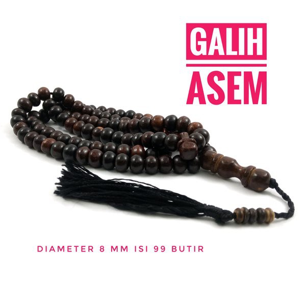 Tasbih Kayu Galih Asem Jaminan Asli Dim 8mm  Isi 99 Butir Top Quality Aksesories Keagamaan Ibadah Perlengkapan Sholat Dzikir Fashion Muslim