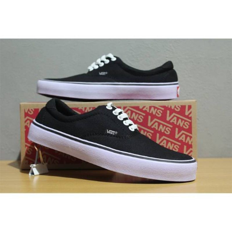Sepatu Casual VANS Pria Era Authentic hitam abu marun dan fullblack sekolah-Hitam