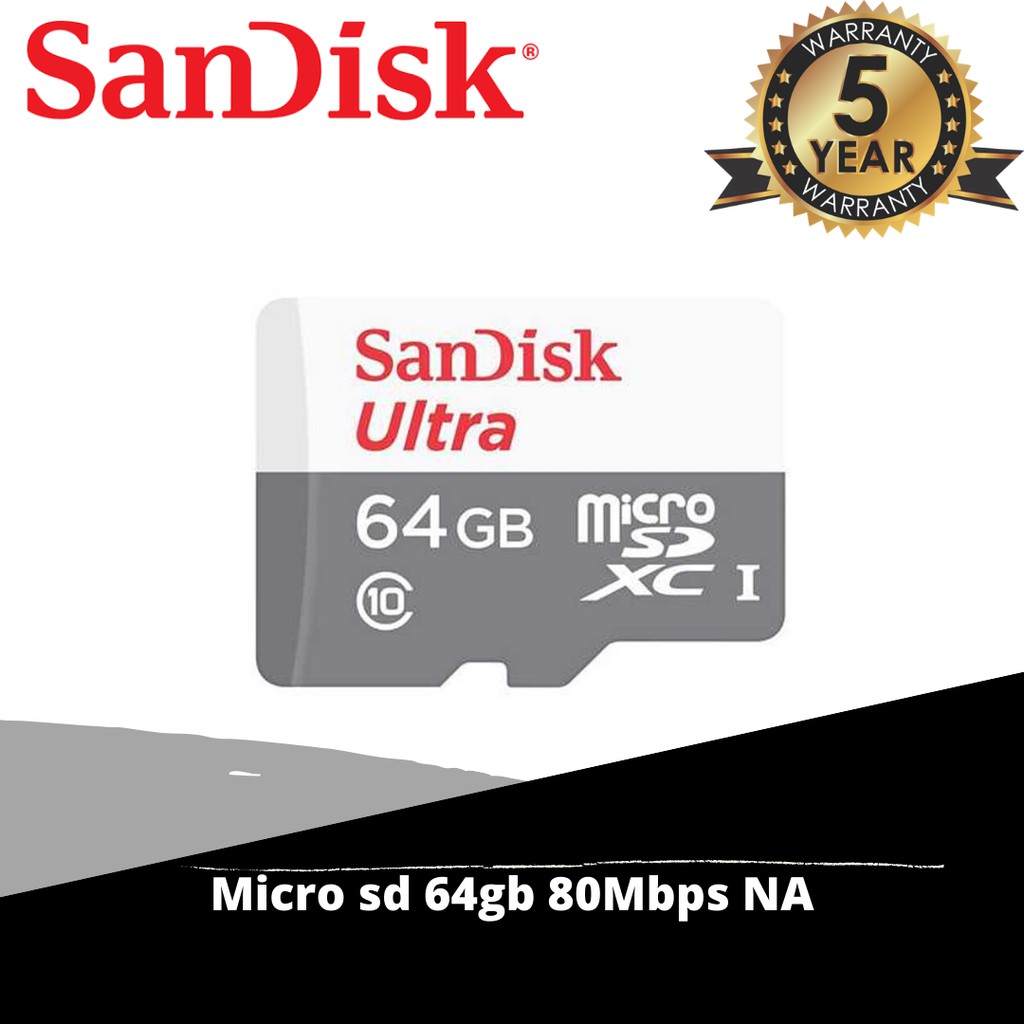 Memory Card MicroSD sandisk 64GB Class10 100mbps Non adaptor garansi resmi datascripe