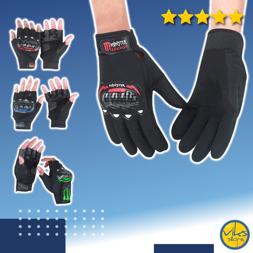 Sarung Tangan Motor Protector / Batok Pria Kulit Sintesis Hitam Lokal Simpel Multifungsi Glove Lokal