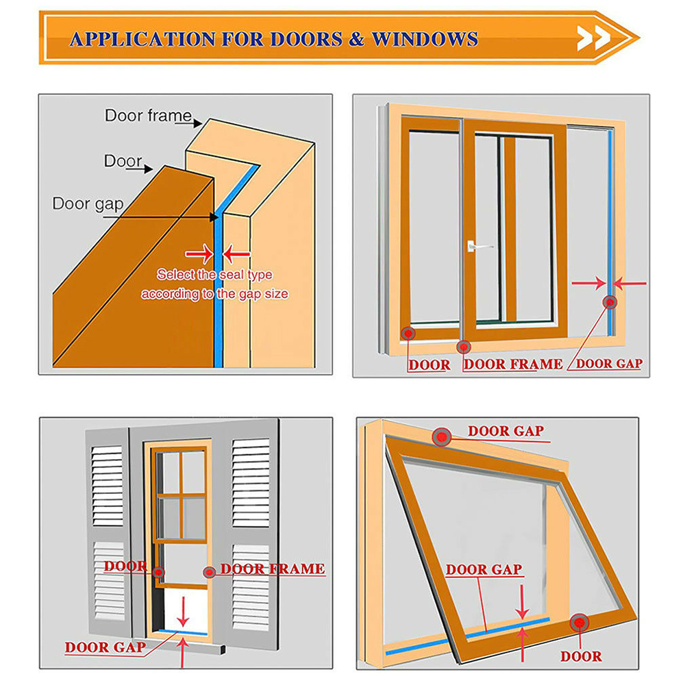 SUYOU 5/10M Home Seal Strip Soundproof Foam Window Door Weather Strips Anti Collision Rubber Self Adhesive Draught Excluder/Multicolor