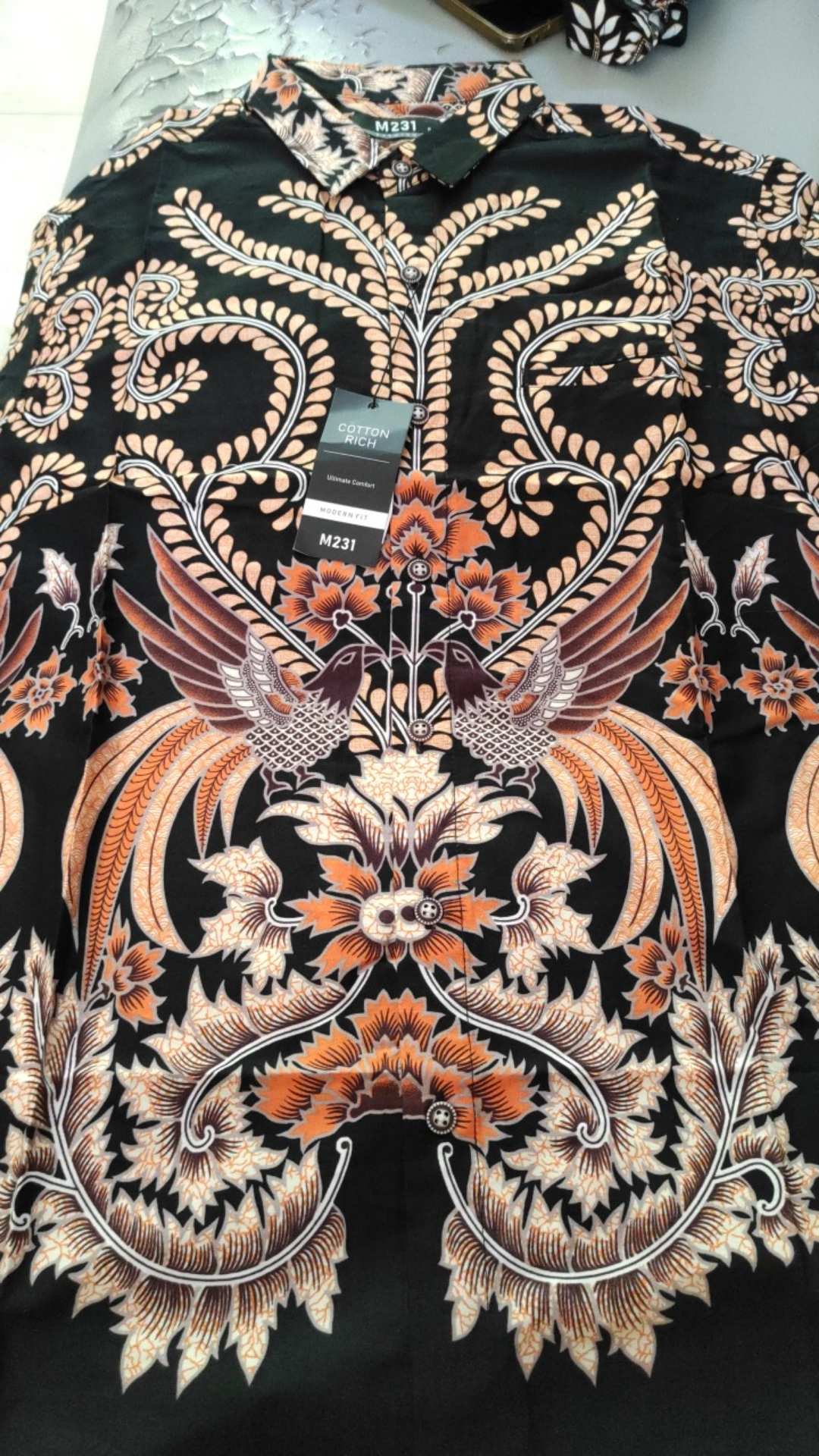 M231 Kemeja Pria Batik Pendek Hitam 1625