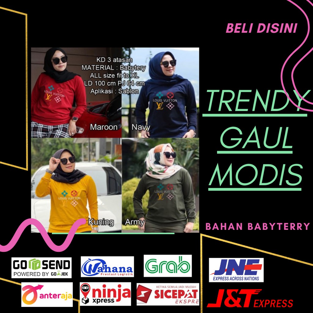 KAOS TSHIRT PRIA WANITA LENGAN PANJANG MODEL LV