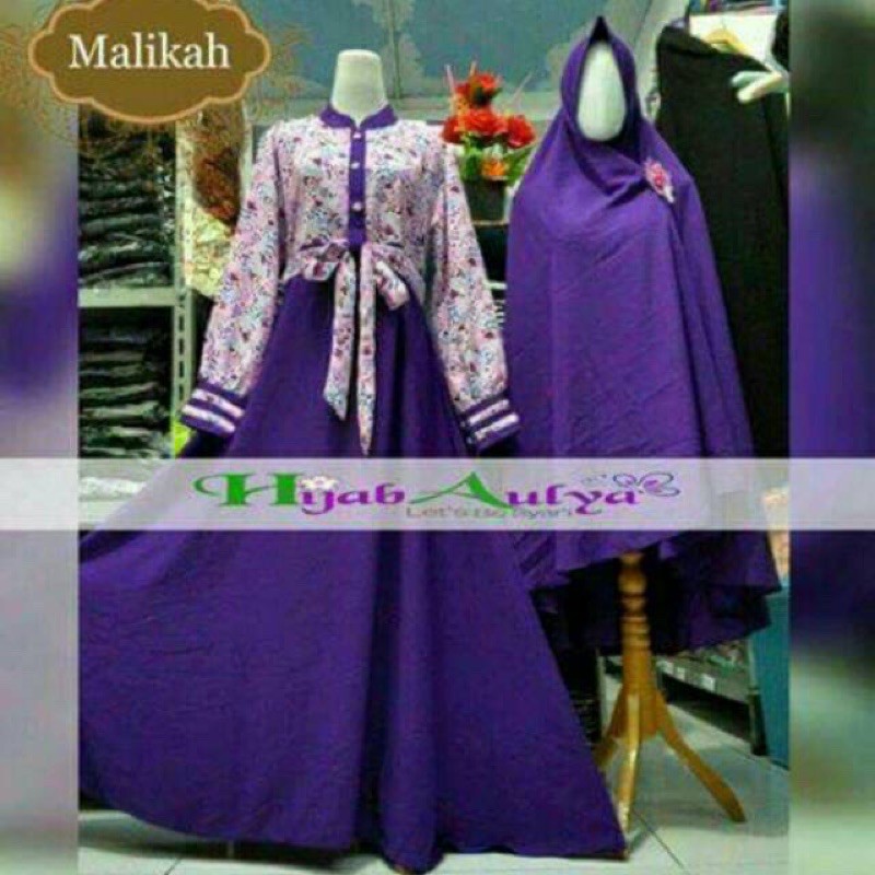 gamis malikah ungu ori by hijab aulya pemalang set khimar (free cadar) gamis syar’i