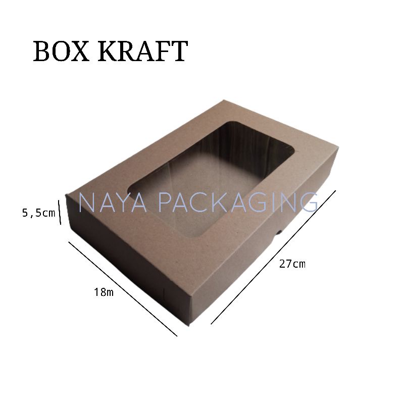 

[350 gsm] Box kraft laminasi jendela | box donat | hampers 27×18×5.5