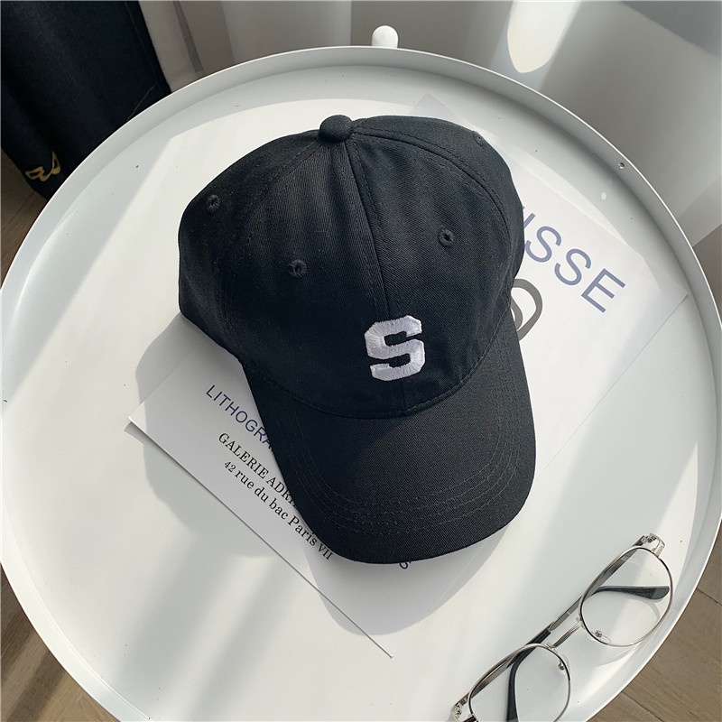 Soft Top S Letter Embroidery Baseball Cap Retro Casual Sun Protection Hip Hop