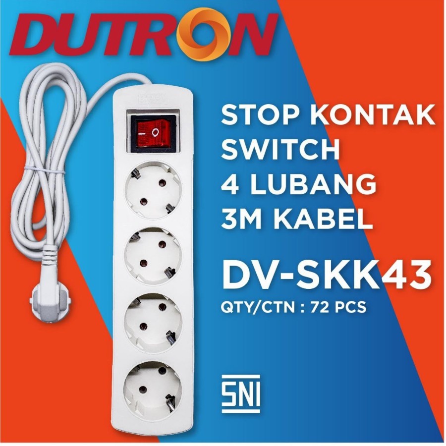 Dutron Terminal Stop Kontak Arde 3 4 5 Lubang + Kabel 3 5 Meter