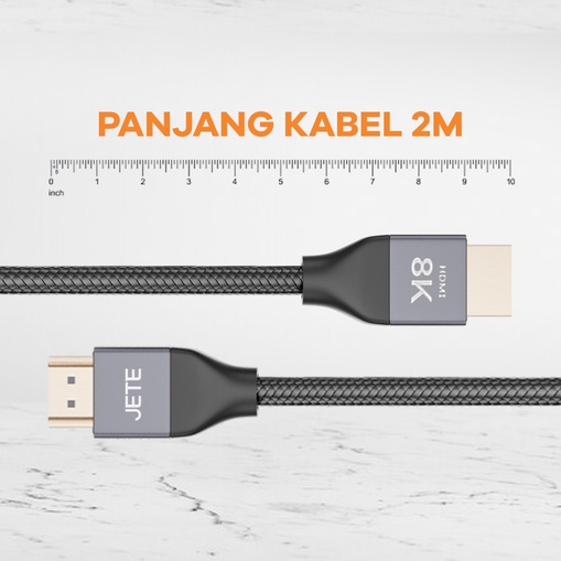 Kabel HDMI to HDMI JETE X8 I Kabel 2 Meter - Garansi 2 Tahun Rusak Tukar Baru