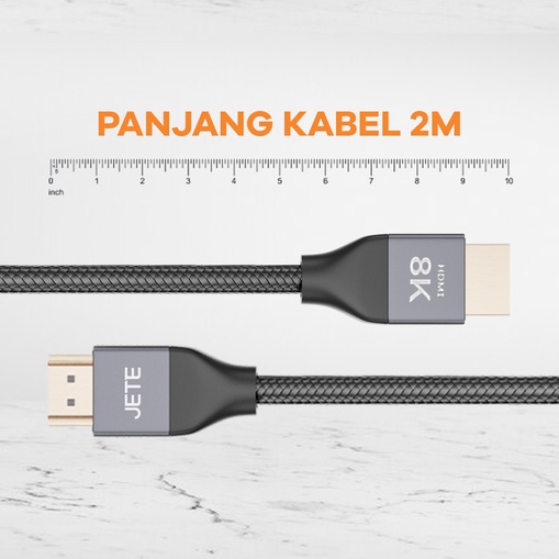 Kabel HDMI to HDMI JETE X8 I Kabel 2 Meter - Garansi 2 Tahun Rusak Tukar Baru