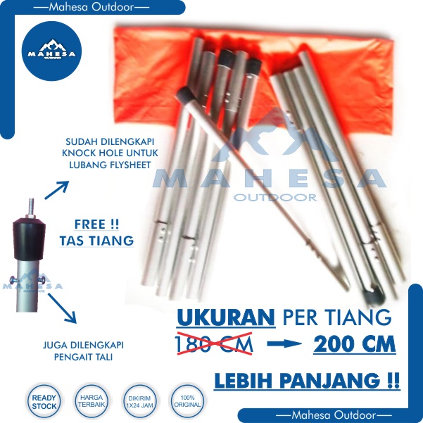 Tiang Flysheet Alumunium Tarptent Awning Tenda Mobil Camping Campervan Tarp Tent