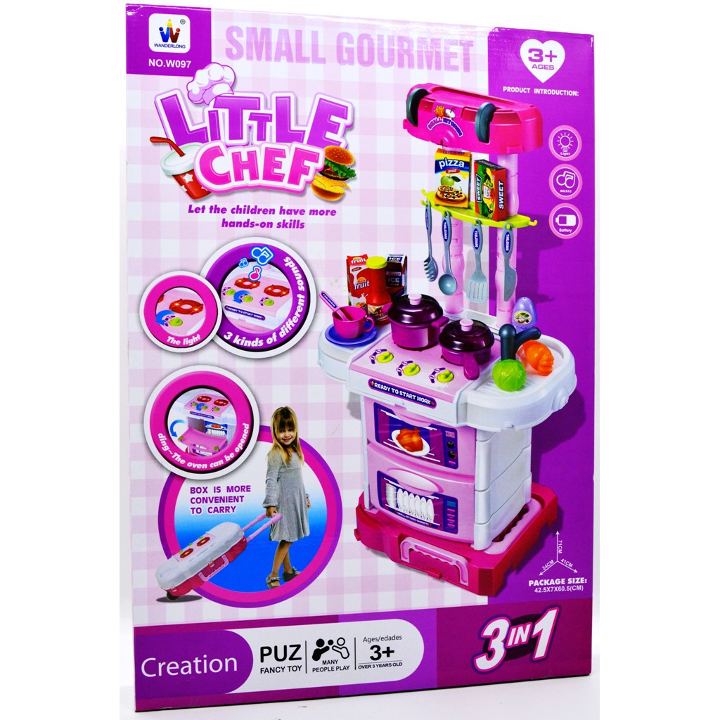 LITTLE CHEF KITCHEN SET KOPER 3IN1 PINK BIRU MAINAN  