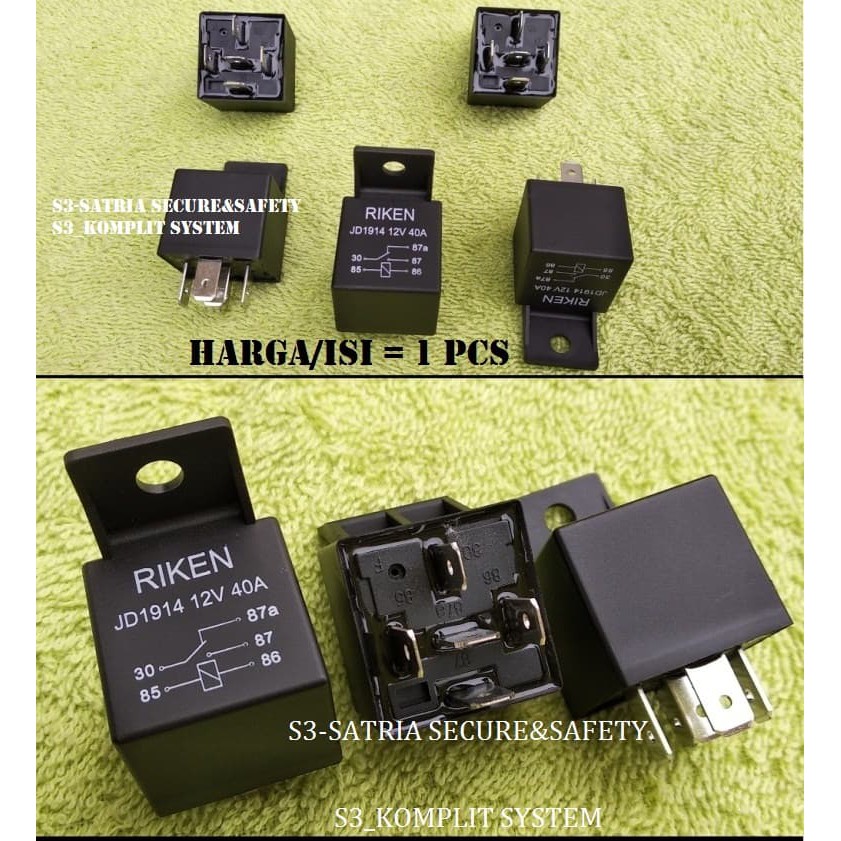 Relay 12V 40A 5 Kaki DC 12 Volt 40 Ampere 5P Pin