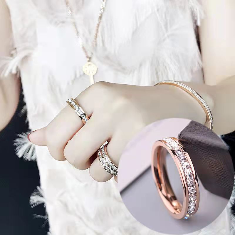 Cincin Titanium Wanita Anti Karat Fashion Korea Aksesoris Mode - Cincin Berlian Wanita Cincin