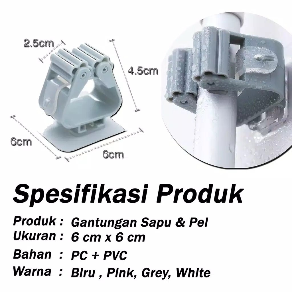 Gantungan Sapu Pel Di Dinding / Mop Holder Multifungsi