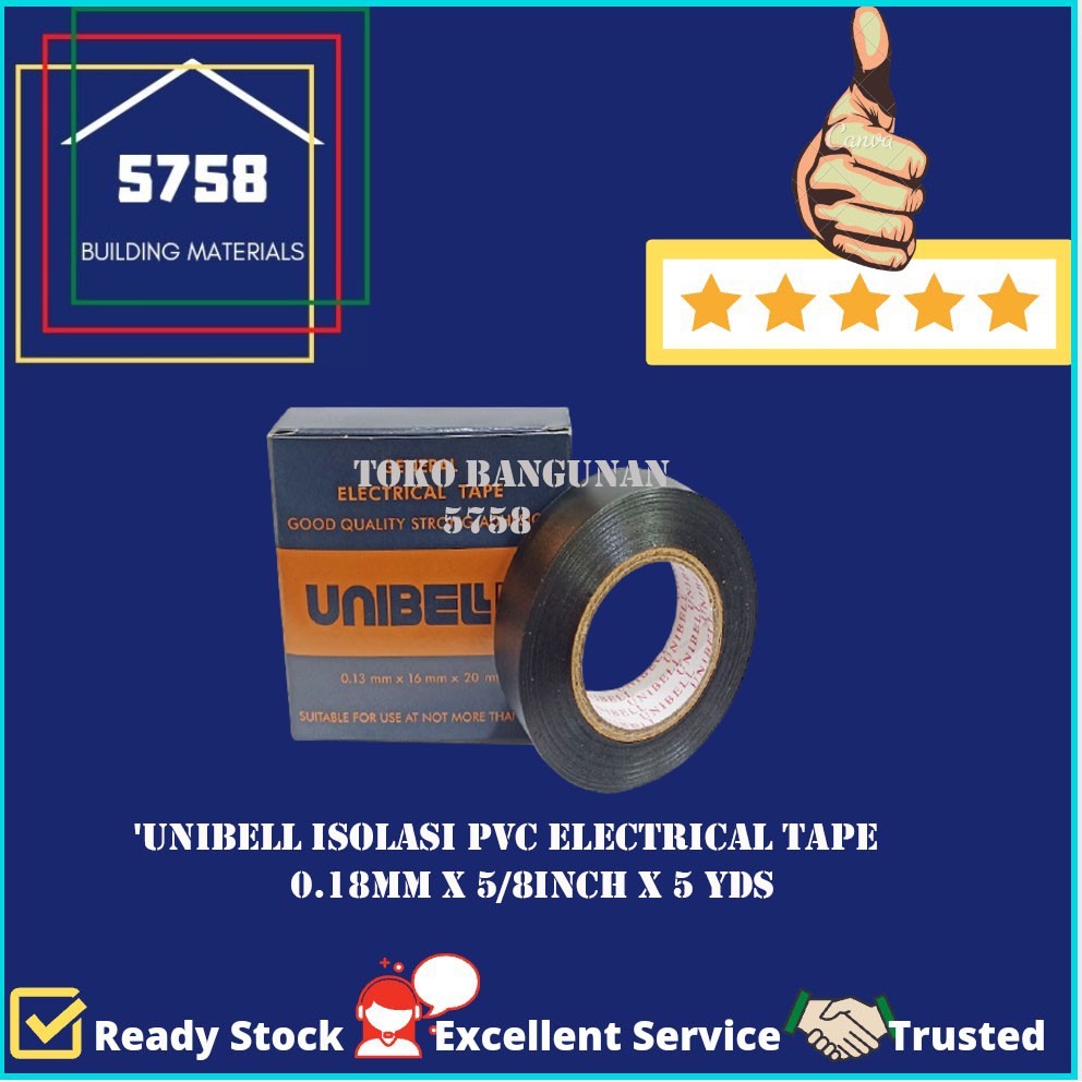 

UNIBEL Isolasi Solasi Kabel Listrik Ukuran 5/8 Inch 4.5 M