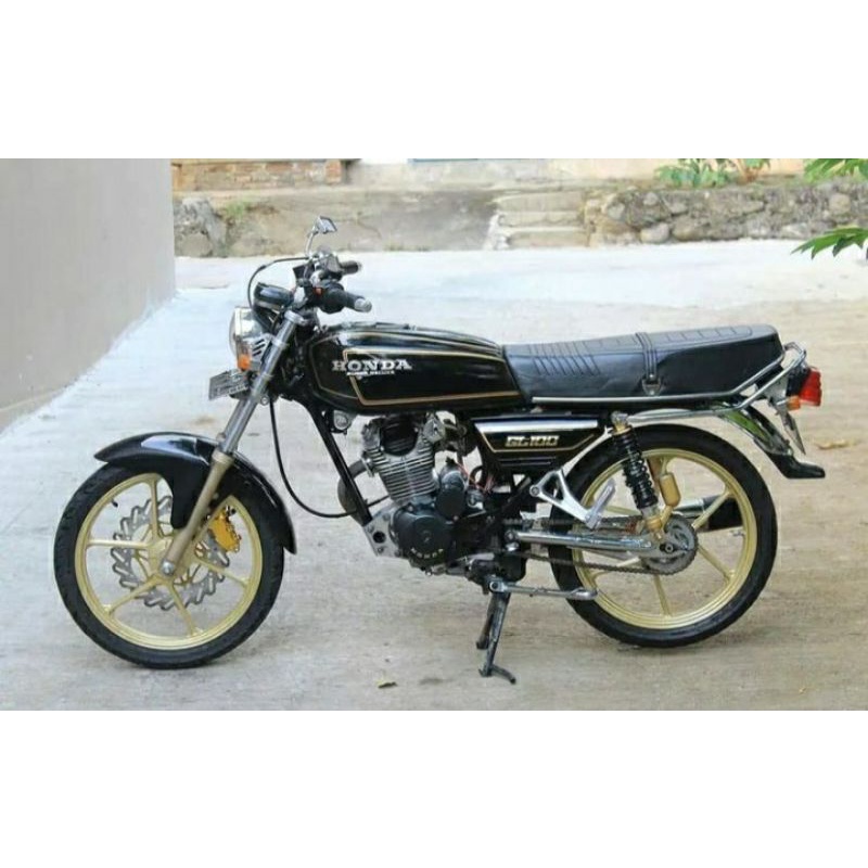 Striping lis sticker standar ori honda Gl 100 Striping GL 100 Gold Hitam Transparan
