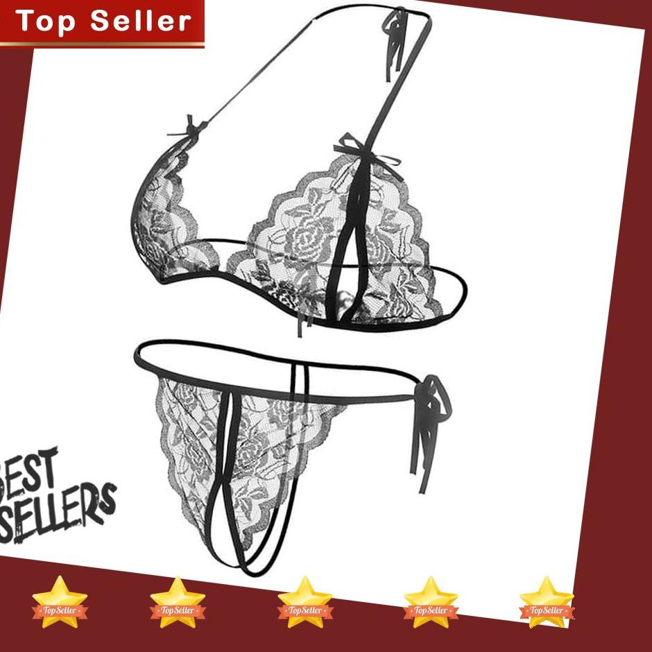 ✪OK28✪ d1976 Bra Set G String Seksi BH Terbelah Celana Dalam Wanita Sexy Model Open Crotch Size S M