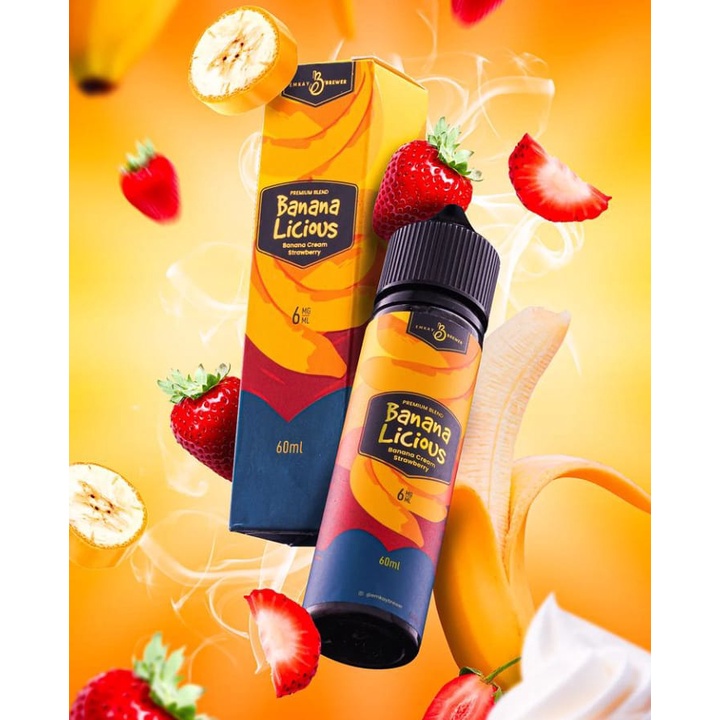 BANANA LICIOUS LIQUID BANANA CREAM STRAWBERRY EMKAY BREWER 3MG 6MG 60ML